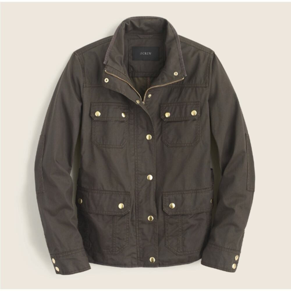 J. Crew Downtown Field Jacket Moss Green Waxed Utility Military Small
